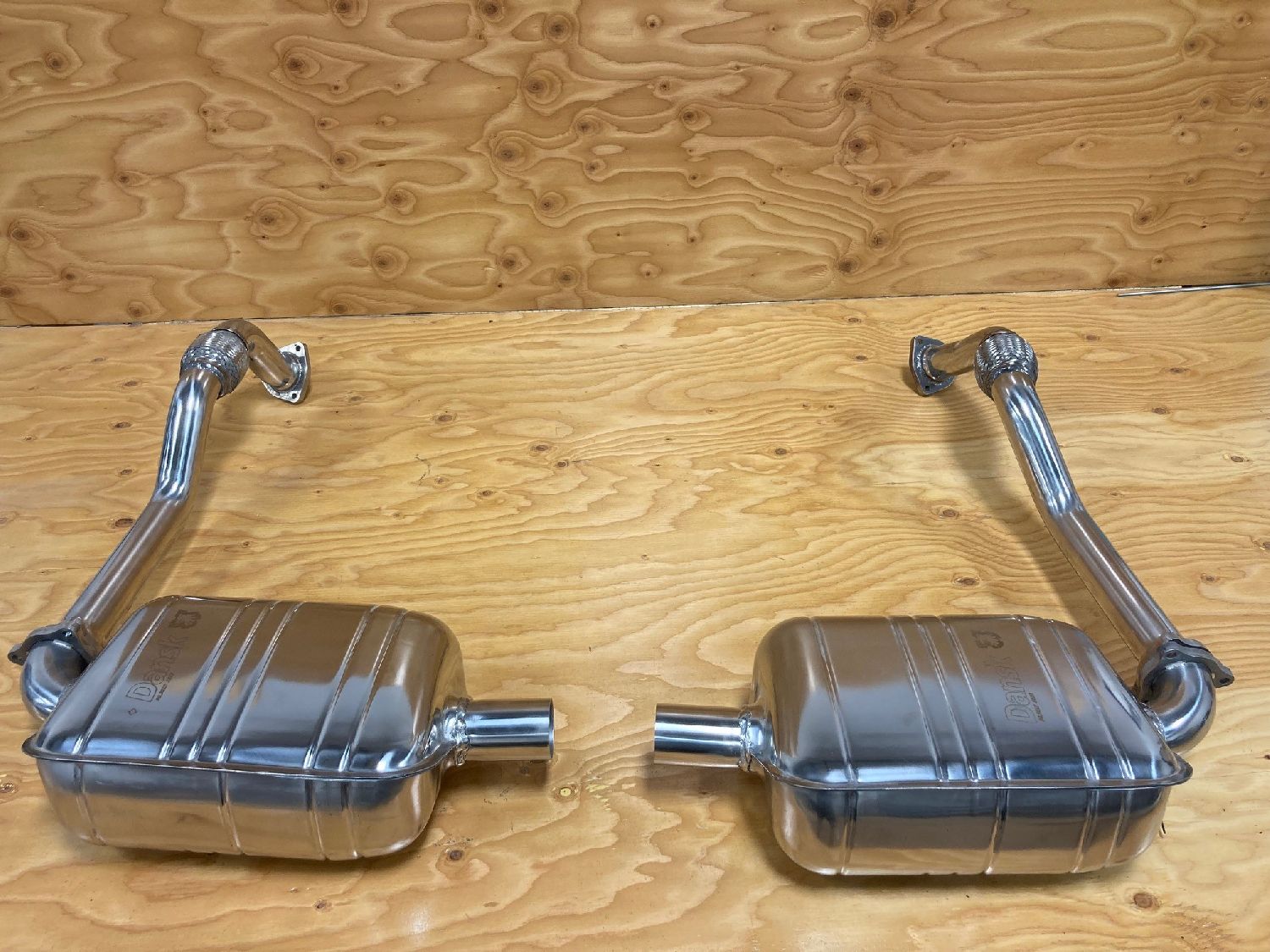 Exhaust set, Sport, without catalytic converters, left/right, Stainless Steel. Dansk
